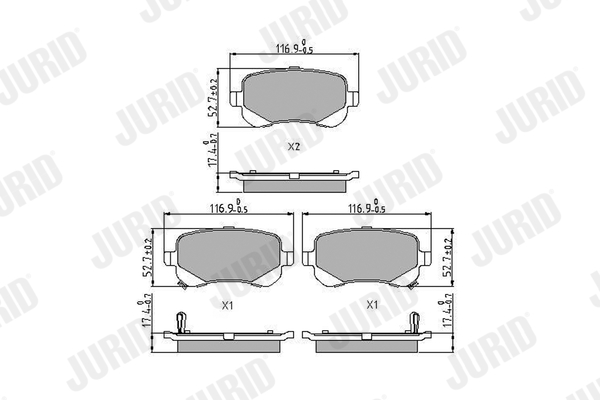 JURID 573299J fékbetétkészlet, tárcsafék CHRYSLER DODGE FIAT