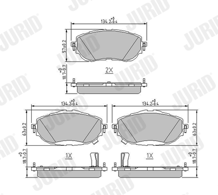 JURID 573440J fékbetétkészlet, tárcsafék TOYOTA