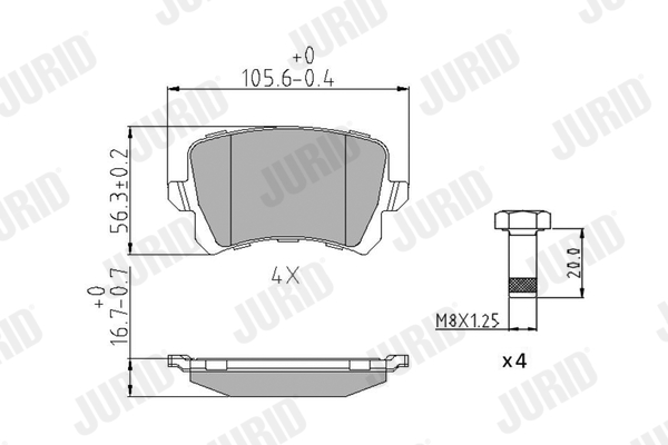 JURID 573667J fékbetétkészlet, tárcsafék AUDI SEAT VW