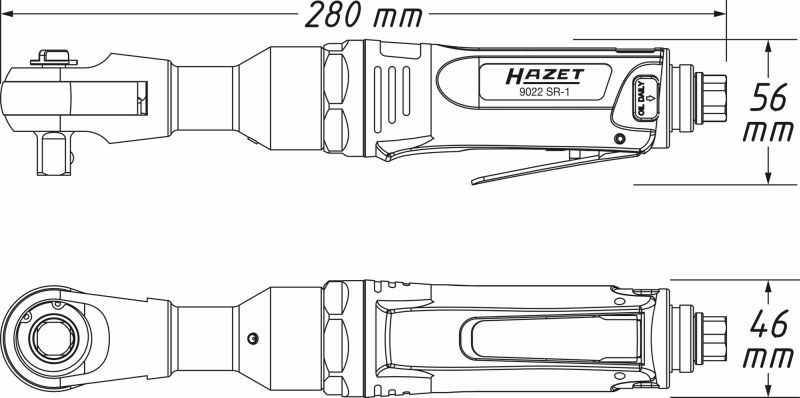 HAZET 9022SR-1 Skralleskrutrekker (trykkluftdrevet)