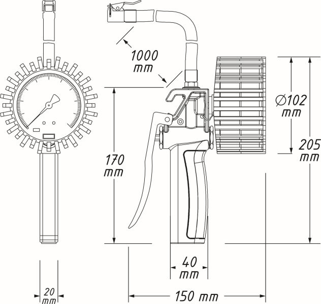 HAZET 9041G-1 Dekktrykkmåler/-fyller
