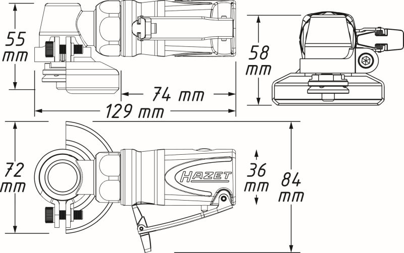 HAZET 9033M-7 Vinkelsliper (trykkluftdrevet)