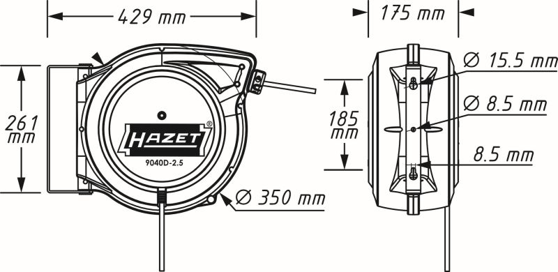 HAZET 9040D-2.5 Kabeloppruller