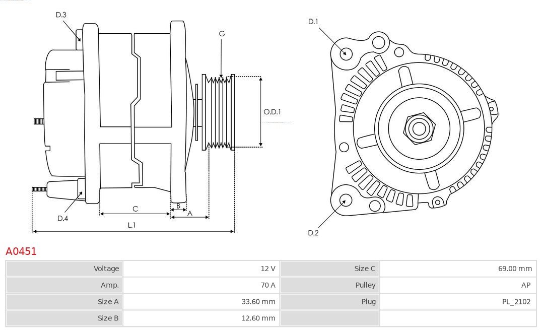 AS-PL A0451 Brandneu AS-PL Generator
