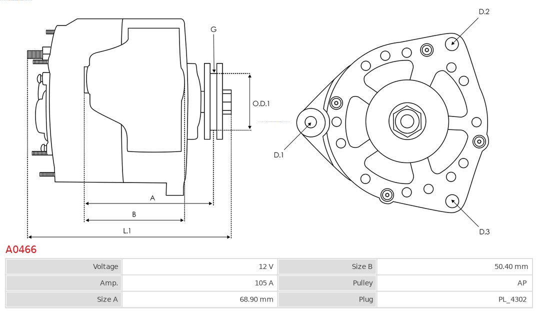 AS-PL A0466 Brandneu AS-PL Generator