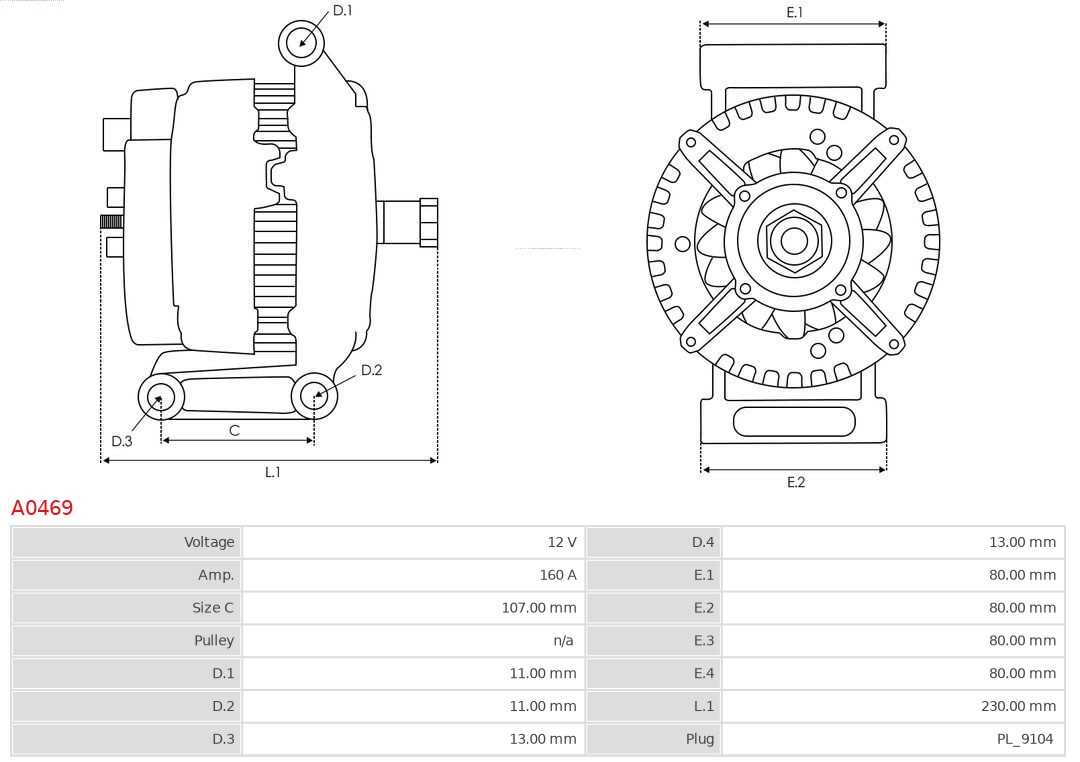 AS-PL A0469 Brandneu AS-PL Generator