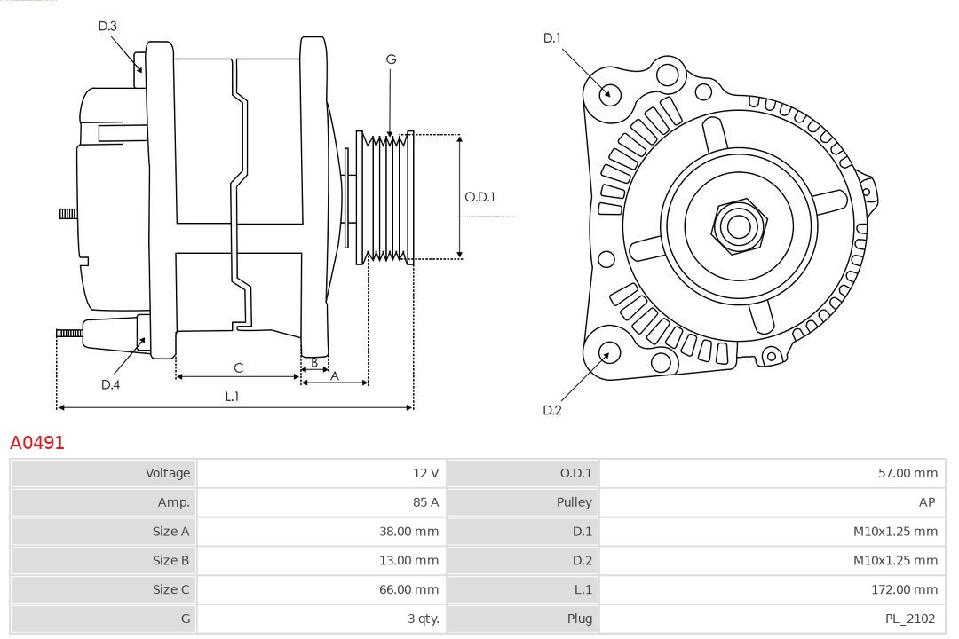 AS-PL A0491 Brandneu AS-PL Generator