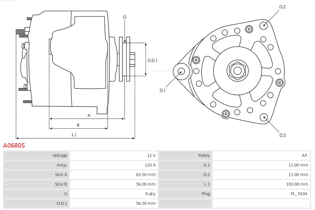 AS-PL A0680S Brandneu AS-PL Generator