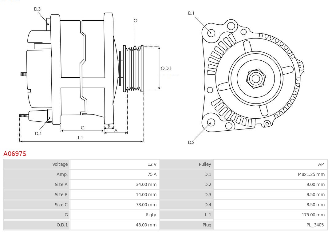 AS-PL A0697S Brandneu AS-PL Generator
