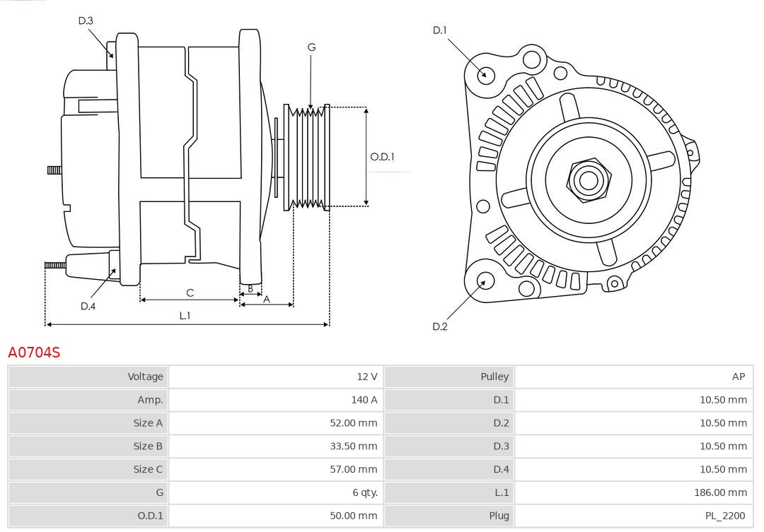 AS-PL A0704S Brandneu AS-PL Generator