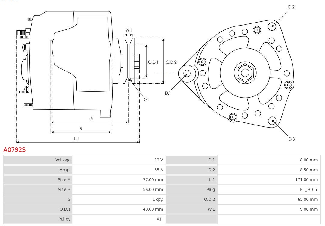 AS-PL A0792S Brandneu AS-PL Generator