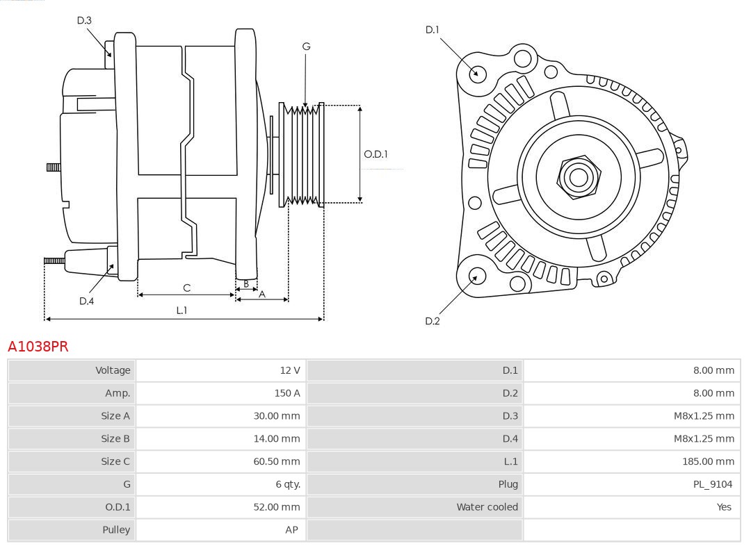 AS-PL A1038PR Wiederaufbereitet AS-PL Generator