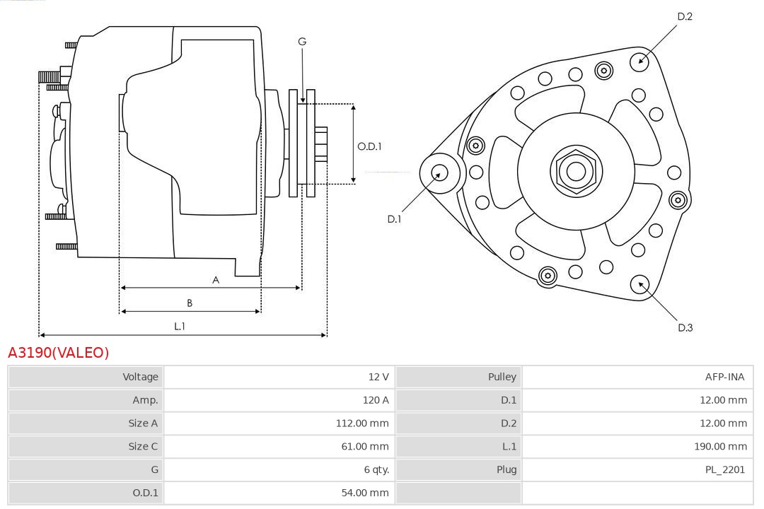 AS-PL A3190(VALEO) Dynamo