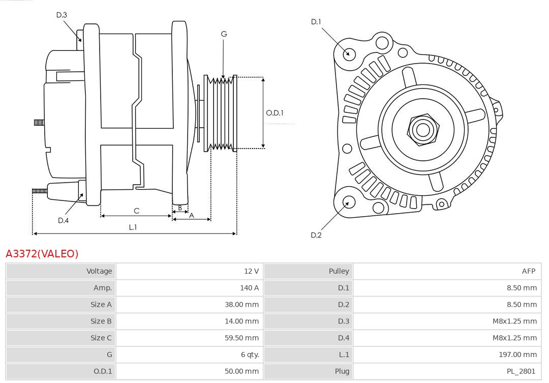 AS-PL A3372(VALEO) Brandneu Valeo Generator