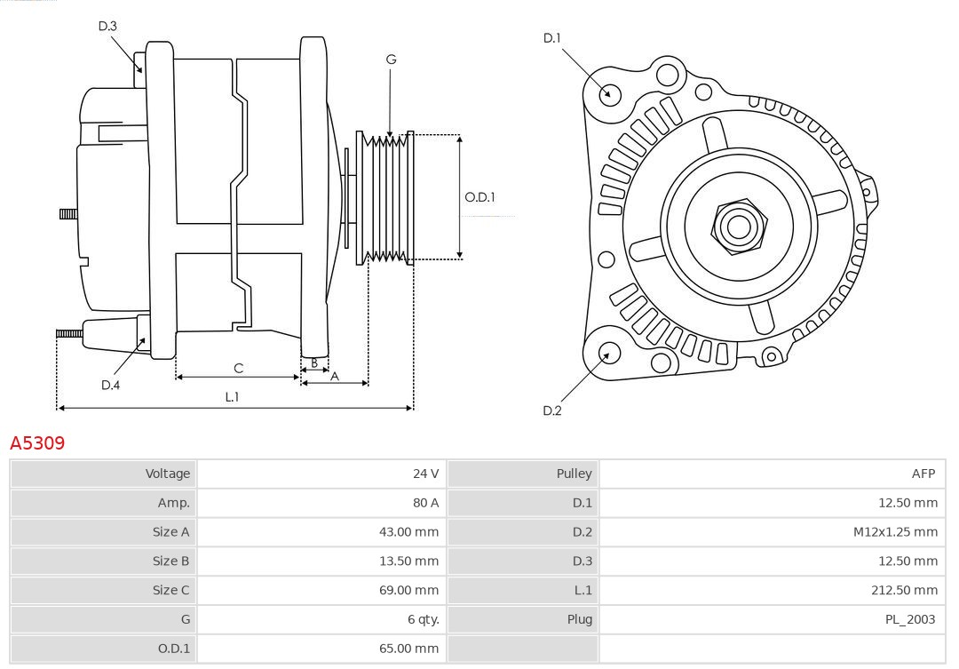 AS-PL A5309 Brandneu AS-PL Generator