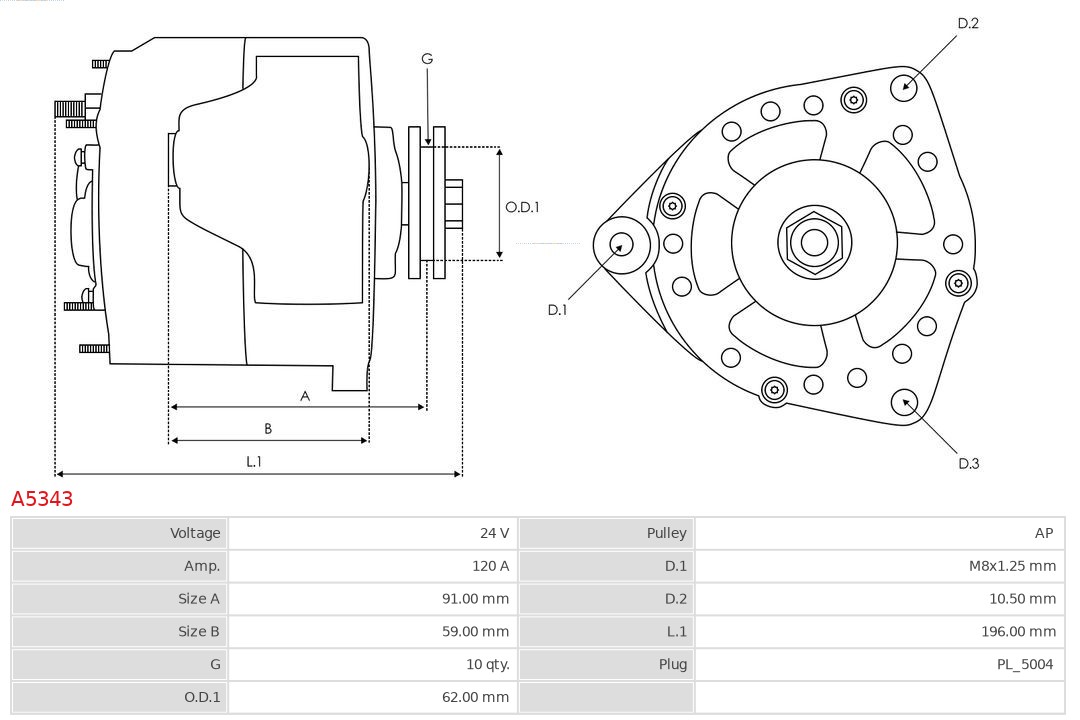 AS-PL A5343 Brandneu AS-PL Generator