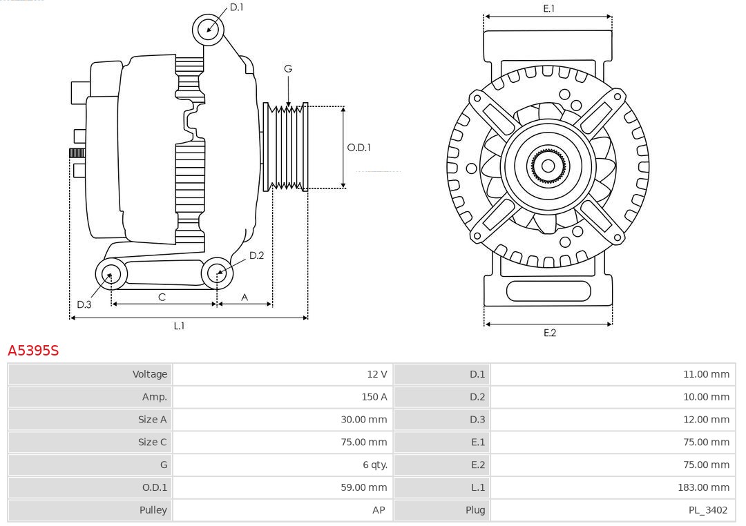 AS-PL A5395S Brandneu AS-PL Generator