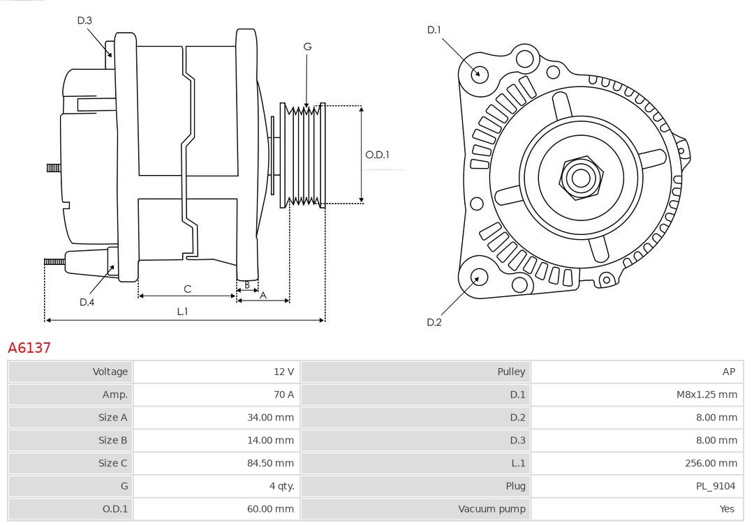 AS-PL A6137 Brandneu AS-PL Generator