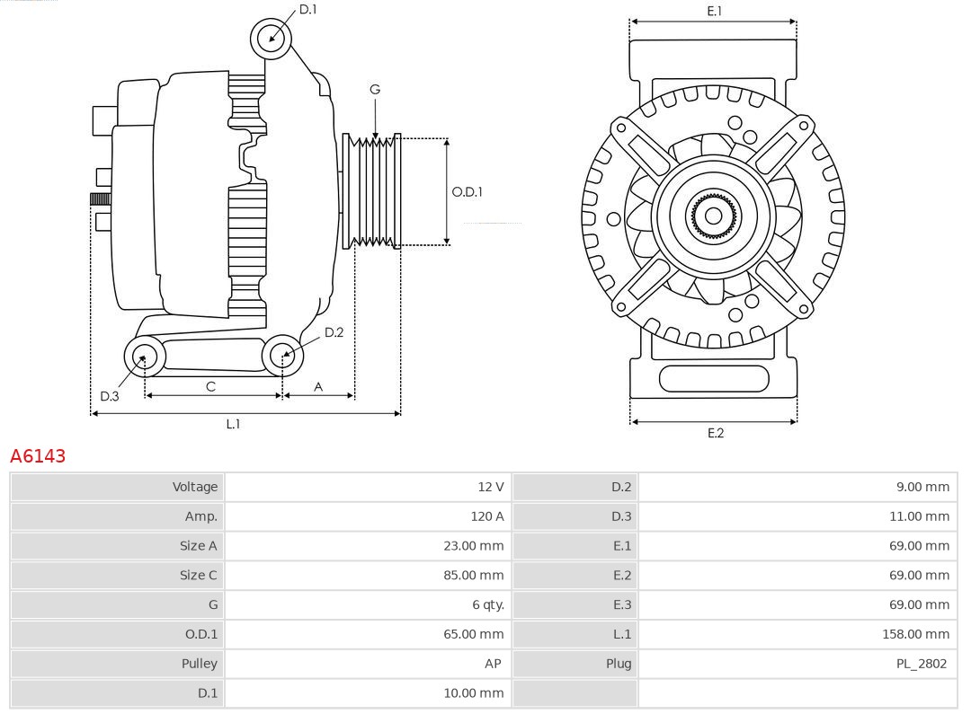 AS-PL A6143 Brandneu AS-PL Generator