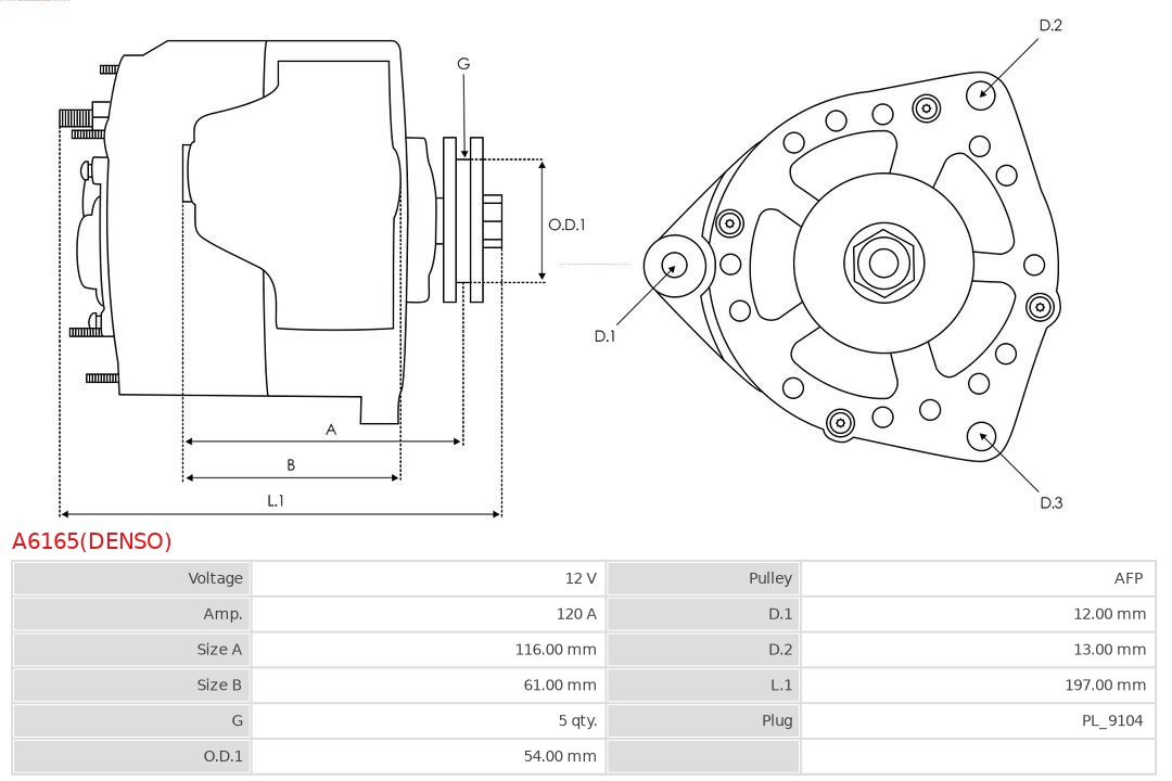 AS-PL A6165(DENSO) Brandneu Denso Generator