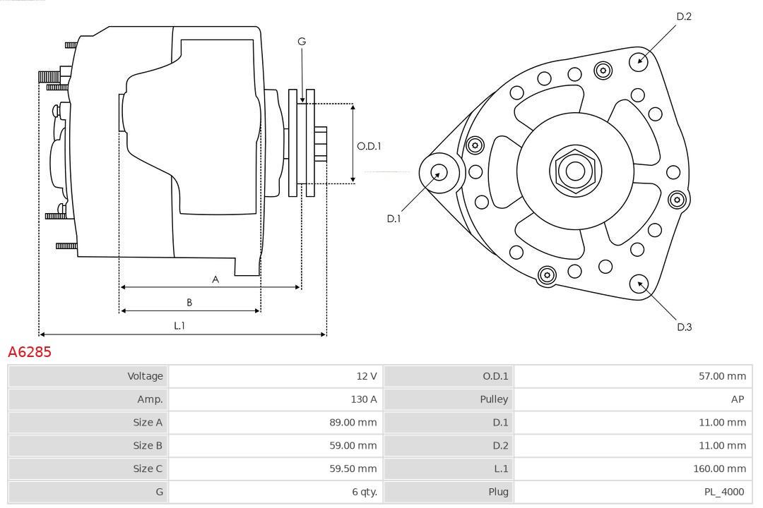 AS-PL A6285 Brandneu AS-PL Generator