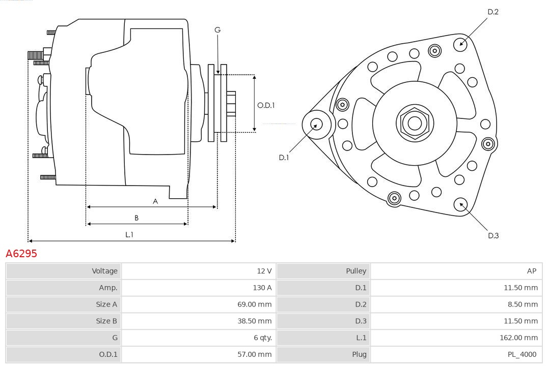 AS-PL A6295 Brandneu AS-PL Generator