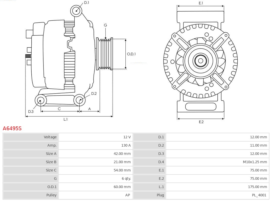 AS-PL A6495S Brandneu AS-PL Generator
