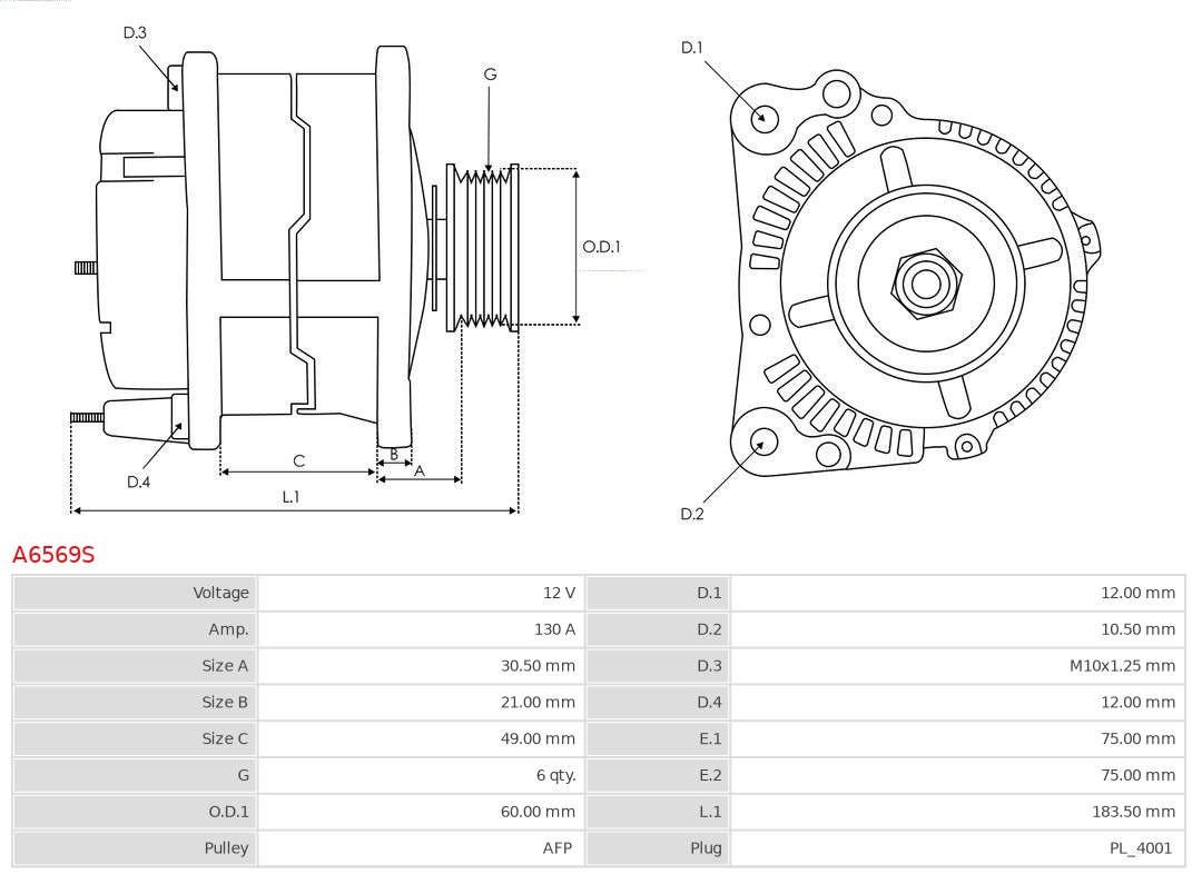 AS-PL A6569S Brandneu AS-PL Generator