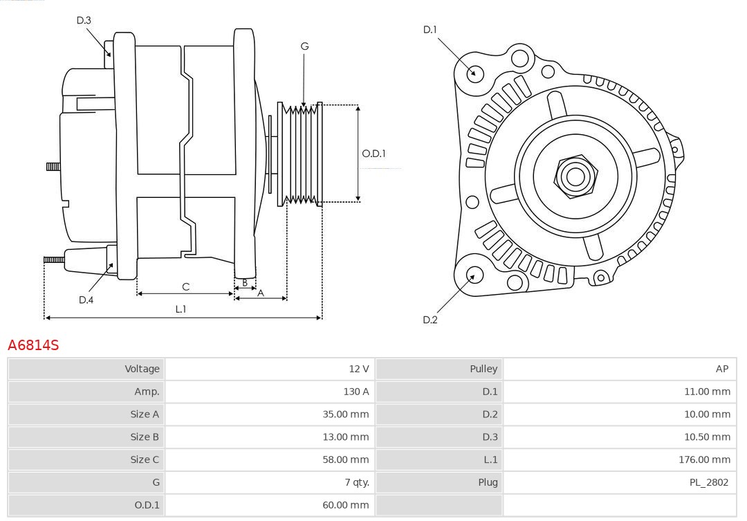 AS-PL A6814S Brandneu AS-PL Generator