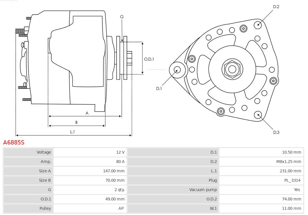 AS-PL A6885S Brandneu AS-PL Generator