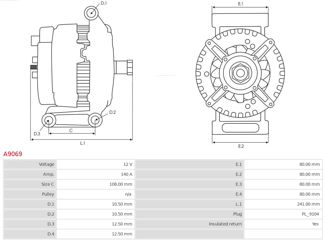 AS-PL A9069 Brandneu AS-PL Generator