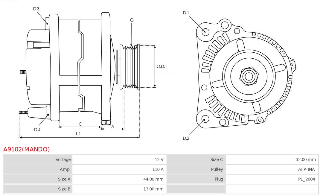AS-PL A9102(MANDO) Brandneu Mando Generator