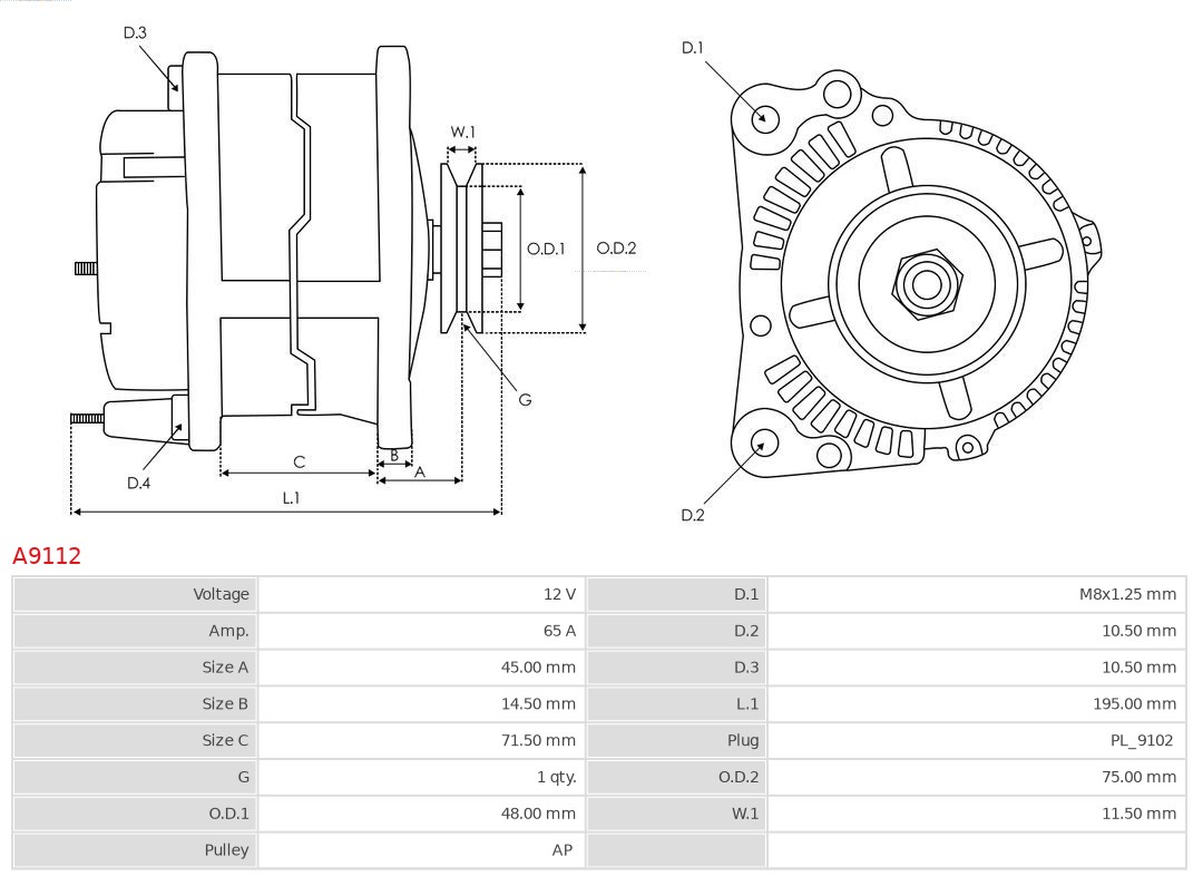 AS-PL A9112 Brandneu AS-PL Generator