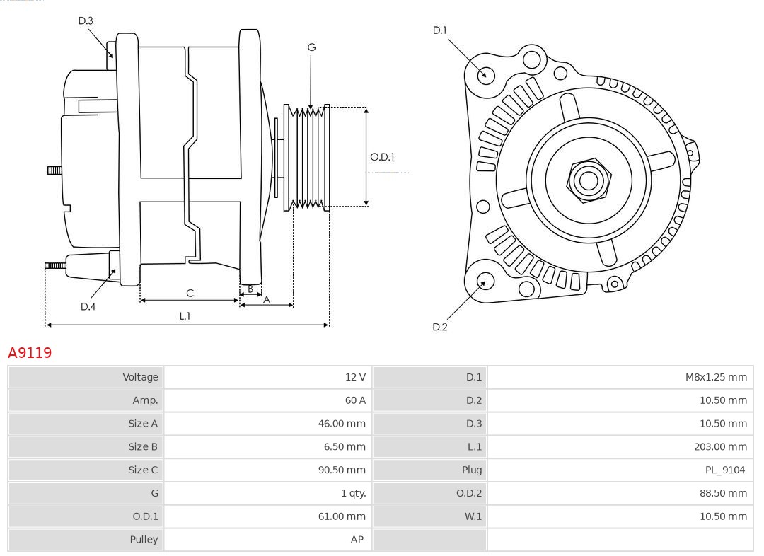 AS-PL A9119 Brandneu AS-PL Generator