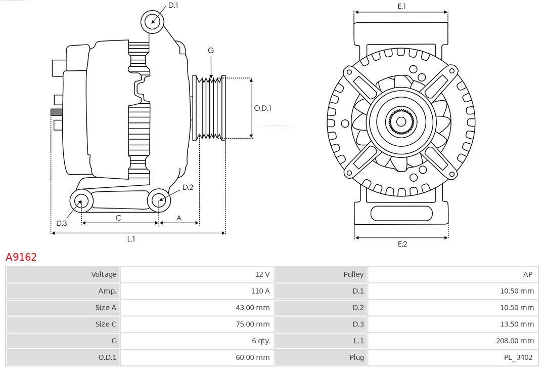 AS-PL A9162 Brandneu AS-PL Generator
