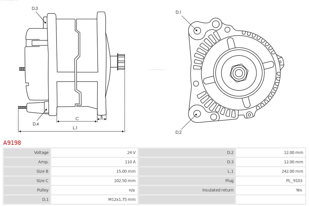 AS-PL A9198 Brandneu AS-PL Generator