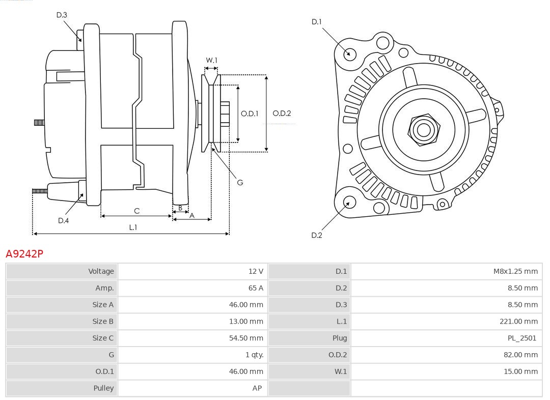 AS-PL A9242P Brandneu AS-PL Generator