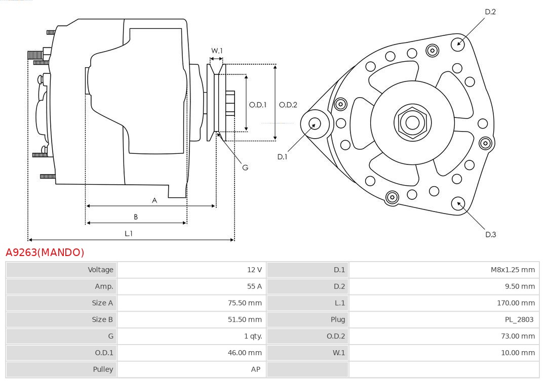 AS-PL A9263(MANDO) Brandneu Mando Generator