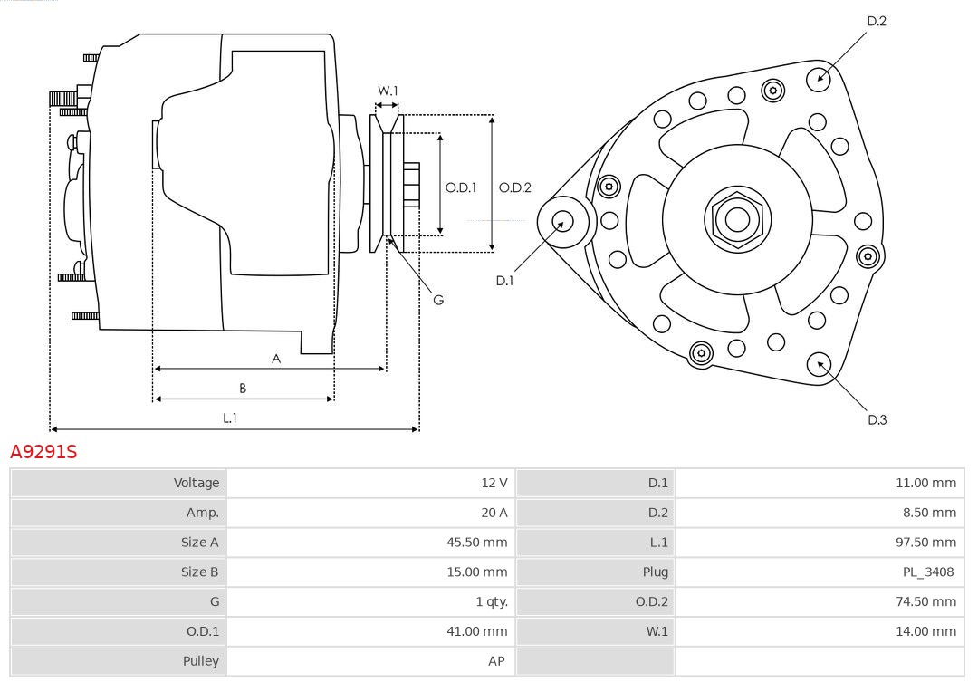 AS-PL A9291S Brandneu AS-PL Generator