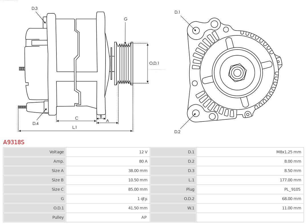 AS-PL A9318S Brandneu AS-PL Generator