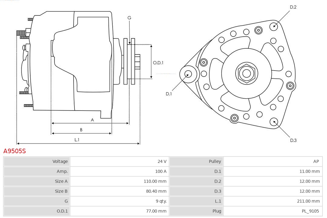 AS-PL A9505S Brandneu AS-PL Generator