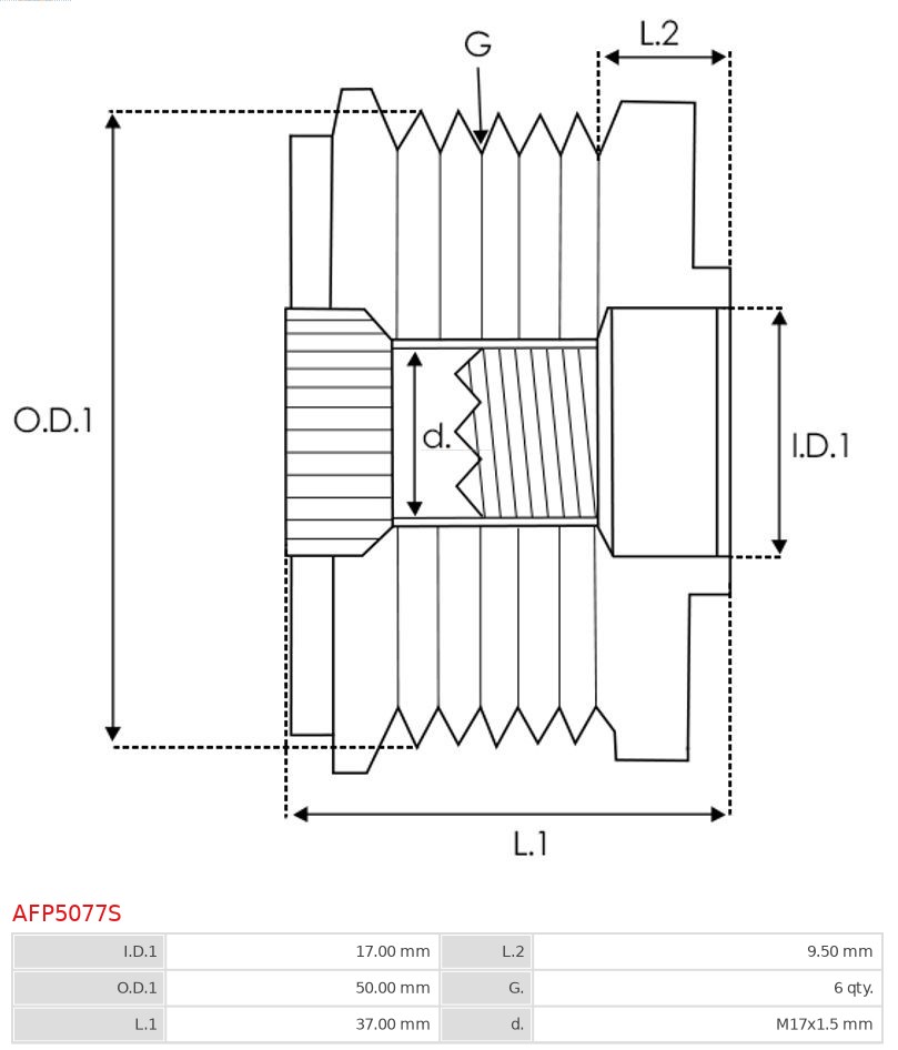 AS-PL AFP5077S Brandneu AS-PL Generatorfreilauf