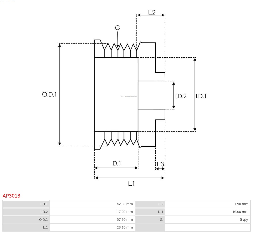 AS-PL AP3013 Remskive, dynamo