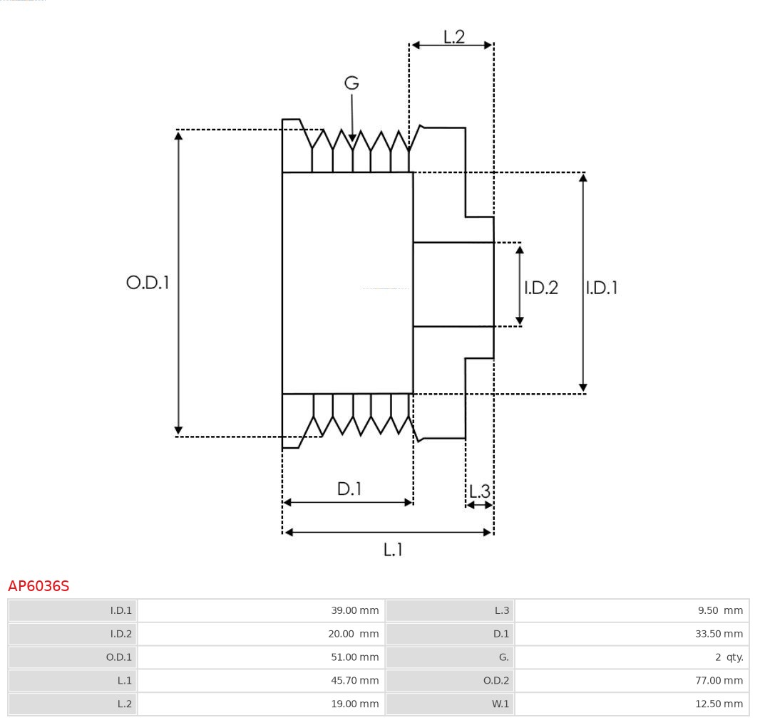 AS-PL AP6036S Remskive, dynamo
