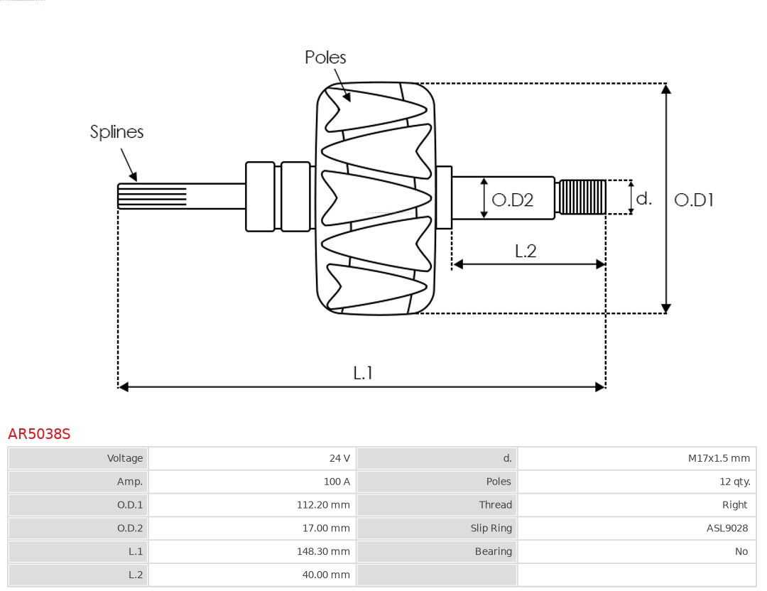 AS-PL AR5038S Rotor, dynamo
