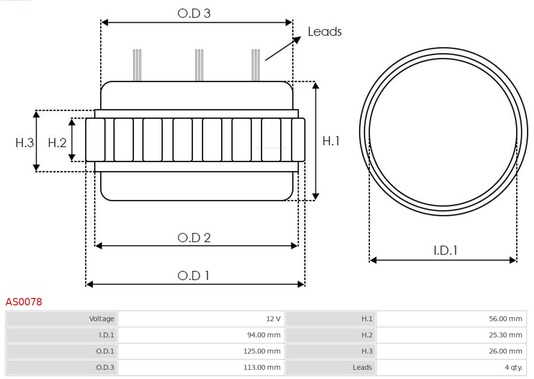 AS-PL AS0078 Brandneu AS-PL Stator, Generator