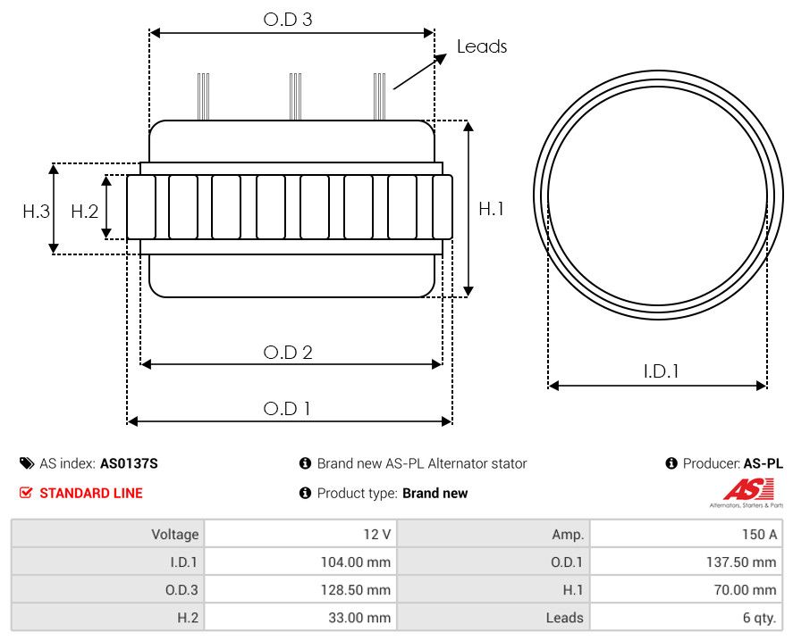 AS-PL AS0137S Stator, generátor