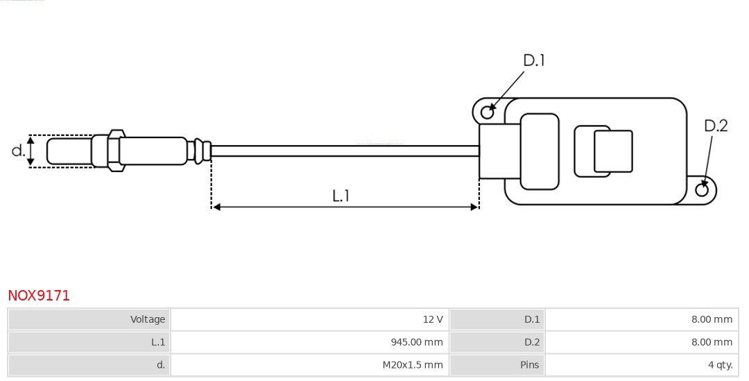 AS-PL NOX9171 Brandneu AS-PL NOx-Sensor, Harnstoffeinspritzung