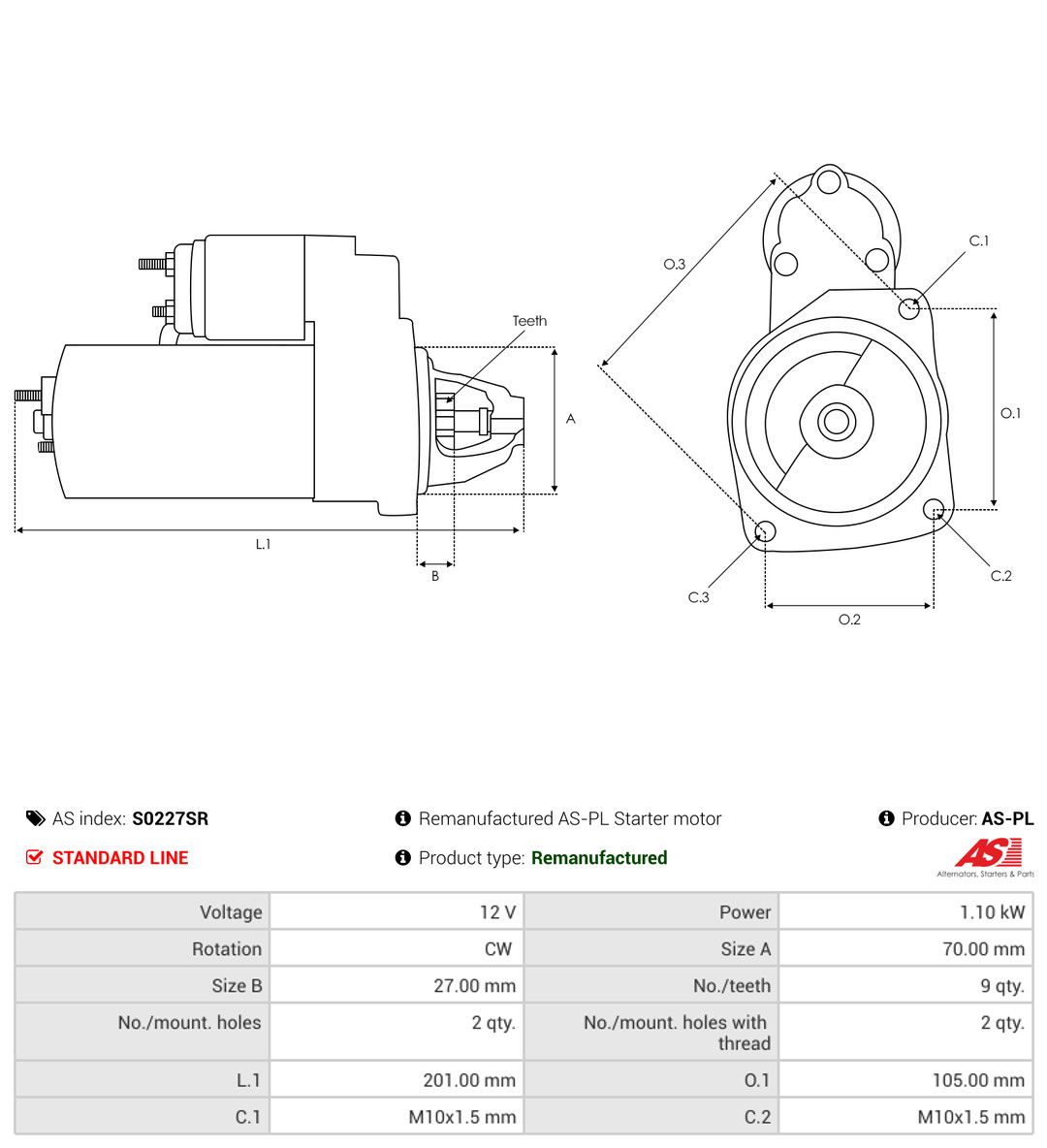 AS-PL S0227SR Starter