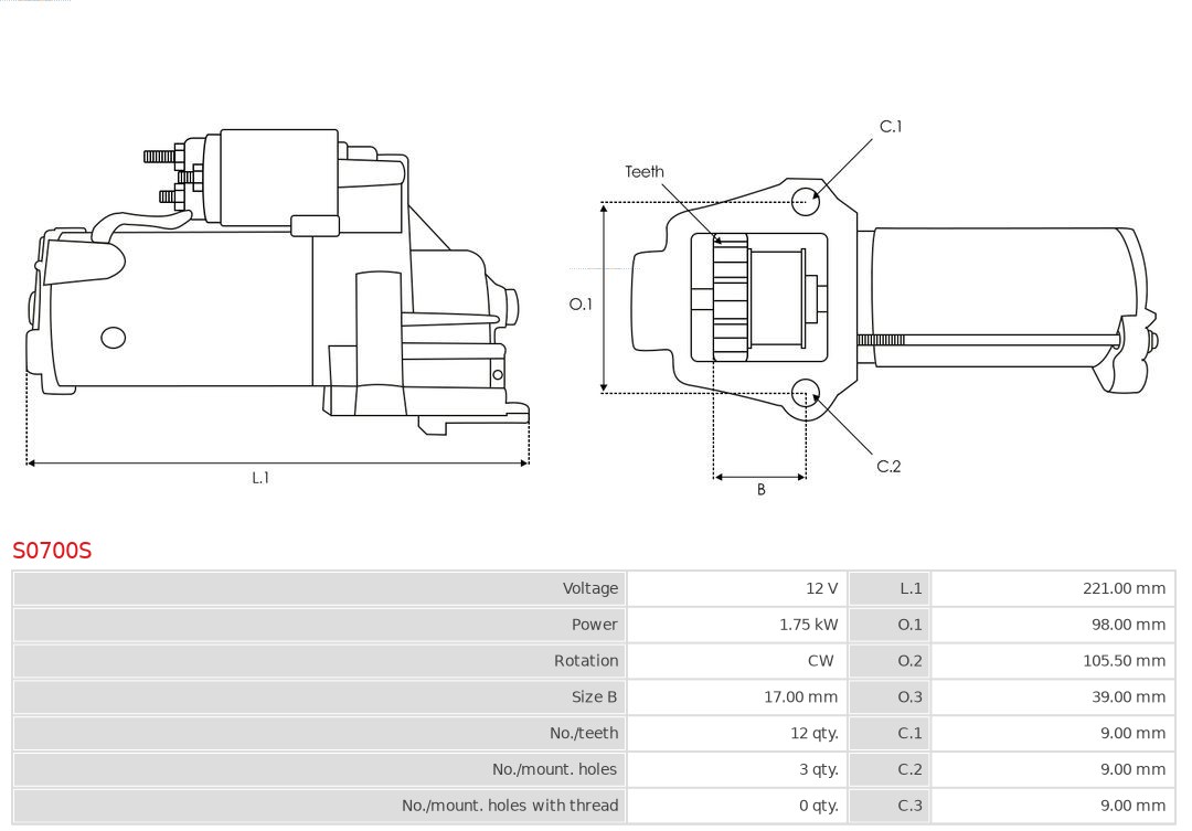 AS-PL S0700S Brandneu AS-PL Starter